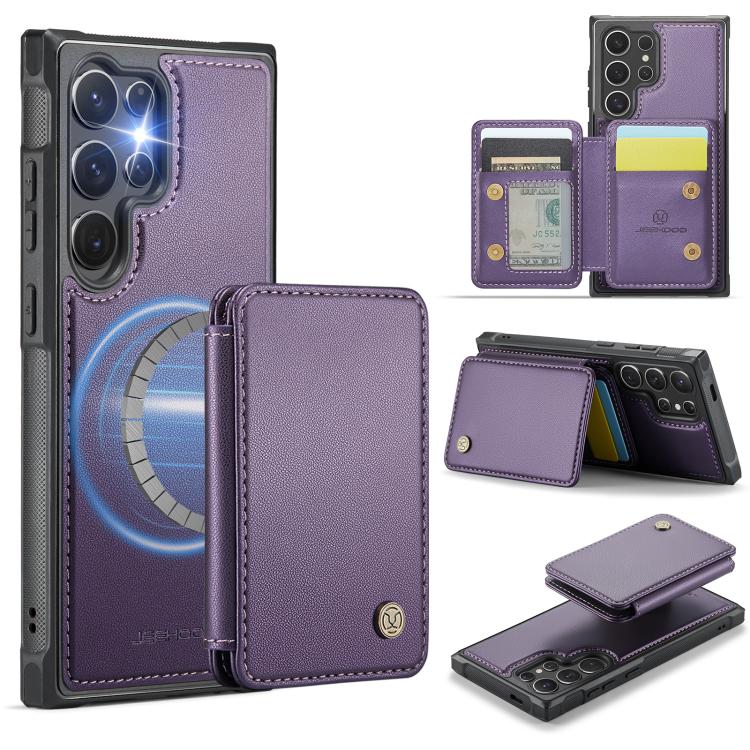 For Samsung Galaxy S25 Ultra 5G JEEHOOD J05 Business Magnetic Style RFID Leather Phone Case(Purple) - Galaxy S25 Ultra 5G Cases by JEEHOOD | Online Shopping UK | buy2fix