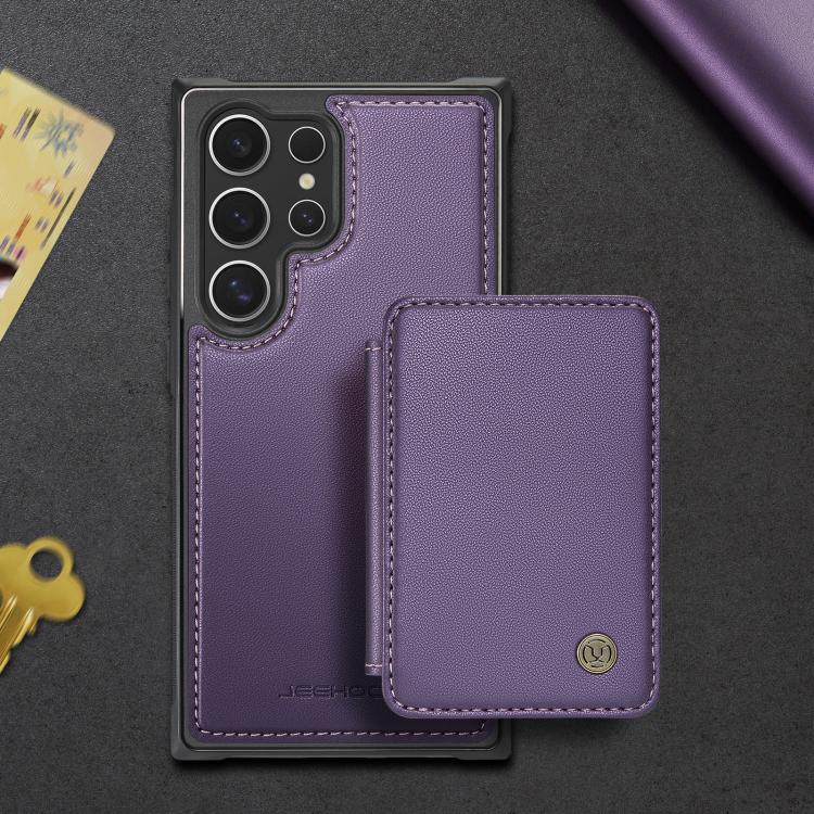 For Samsung Galaxy S25 Ultra 5G JEEHOOD J05 Business Magnetic Style RFID Leather Phone Case(Purple) - Galaxy S25 Ultra 5G Cases by JEEHOOD | Online Shopping UK | buy2fix
