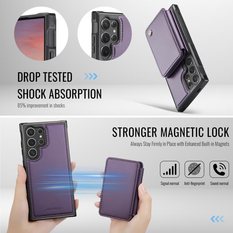 For Samsung Galaxy S25 Ultra 5G JEEHOOD J05 Business Magnetic Style RFID Leather Phone Case(Purple) - Galaxy S25 Ultra 5G Cases by JEEHOOD | Online Shopping UK | buy2fix
