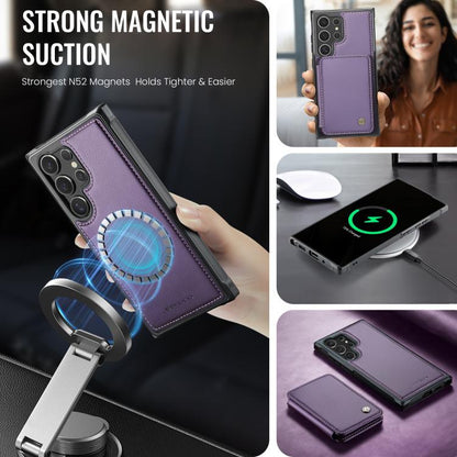 For Samsung Galaxy S25 Ultra 5G JEEHOOD J05 Business Magnetic Style RFID Leather Phone Case(Purple) - Galaxy S25 Ultra 5G Cases by JEEHOOD | Online Shopping UK | buy2fix