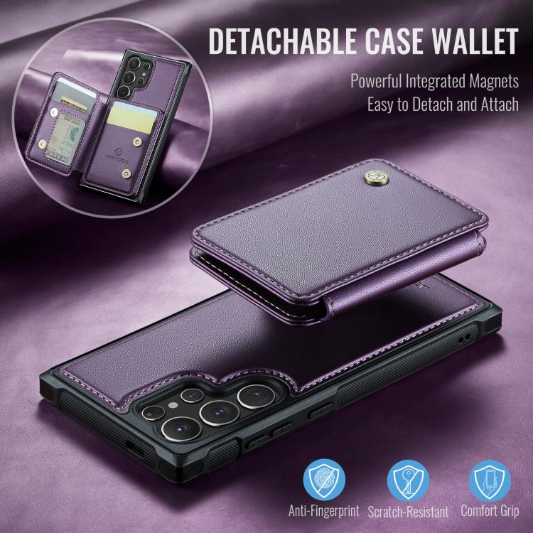 For Samsung Galaxy S25 Ultra 5G JEEHOOD J05 Business Magnetic Style RFID Leather Phone Case(Purple) - Galaxy S25 Ultra 5G Cases by JEEHOOD | Online Shopping UK | buy2fix