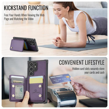For Samsung Galaxy S25 Ultra 5G JEEHOOD J05 Business Magnetic Style RFID Leather Phone Case(Purple) - Galaxy S25 Ultra 5G Cases by JEEHOOD | Online Shopping UK | buy2fix