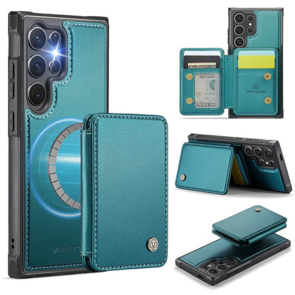 For Samsung Galaxy S25 Ultra 5G JEEHOOD J05 Business Magnetic Style RFID Leather Phone Case(Blue Green) - Galaxy S25 Ultra 5G Cases by JEEHOOD | Online Shopping UK | buy2fix