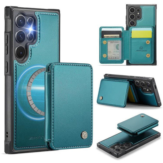 For Samsung Galaxy S25 Ultra 5G JEEHOOD J05 Business Magnetic Style RFID Leather Phone Case(Blue Green) - Galaxy S25 Ultra 5G Cases by JEEHOOD | Online Shopping UK | buy2fix
