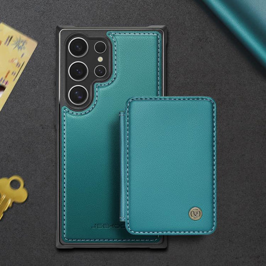 For Samsung Galaxy S25 Ultra 5G JEEHOOD J05 Business Magnetic Style RFID Leather Phone Case(Blue Green) - Galaxy S25 Ultra 5G Cases by JEEHOOD | Online Shopping UK | buy2fix