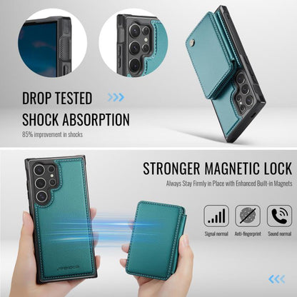 For Samsung Galaxy S25 Ultra 5G JEEHOOD J05 Business Magnetic Style RFID Leather Phone Case(Blue Green) - Galaxy S25 Ultra 5G Cases by JEEHOOD | Online Shopping UK | buy2fix
