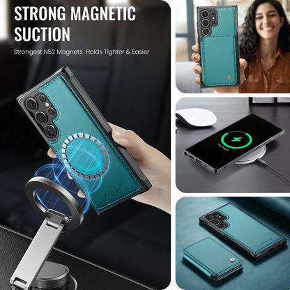 For Samsung Galaxy S25 Ultra 5G JEEHOOD J05 Business Magnetic Style RFID Leather Phone Case(Blue Green) - Galaxy S25 Ultra 5G Cases by JEEHOOD | Online Shopping UK | buy2fix