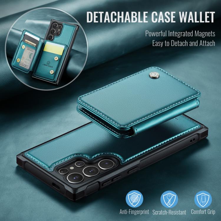 For Samsung Galaxy S25 Ultra 5G JEEHOOD J05 Business Magnetic Style RFID Leather Phone Case(Blue Green) - Galaxy S25 Ultra 5G Cases by JEEHOOD | Online Shopping UK | buy2fix