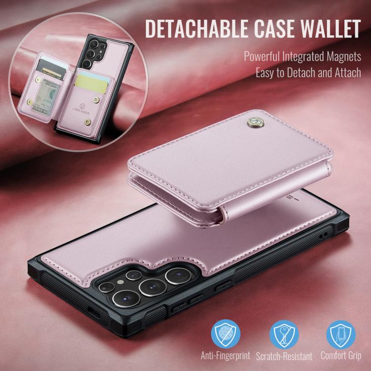 For Samsung Galaxy S25 Ultra 5G JEEHOOD J05 Business Magnetic Style RFID Leather Phone Case(Pink) - Galaxy S25 Ultra 5G Cases by JEEHOOD | Online Shopping UK | buy2fix