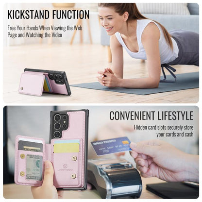 For Samsung Galaxy S25 Ultra 5G JEEHOOD J05 Business Magnetic Style RFID Leather Phone Case(Pink) - Galaxy S25 Ultra 5G Cases by JEEHOOD | Online Shopping UK | buy2fix