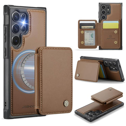 For Samsung Galaxy S25 Ultra 5G JEEHOOD J05 Business Magnetic Style RFID Leather Phone Case(Brown) - Galaxy S25 Ultra 5G Cases by JEEHOOD | Online Shopping UK | buy2fix