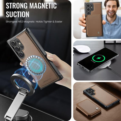 For Samsung Galaxy S25 Ultra 5G JEEHOOD J05 Business Magnetic Style RFID Leather Phone Case(Brown) - Galaxy S25 Ultra 5G Cases by JEEHOOD | Online Shopping UK | buy2fix