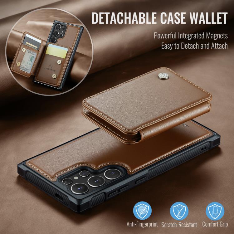 For Samsung Galaxy S25 Ultra 5G JEEHOOD J05 Business Magnetic Style RFID Leather Phone Case(Brown) - Galaxy S25 Ultra 5G Cases by JEEHOOD | Online Shopping UK | buy2fix