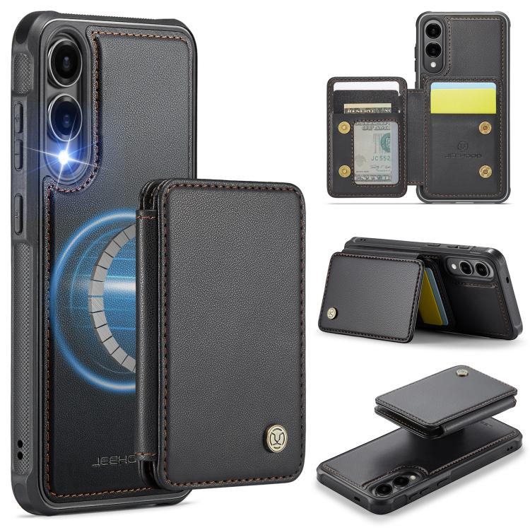 For Samsung Galaxy S25 Edge 5G JEEHOOD J05 Business Magnetic Style RFID Leather Phone Case(Black) - Galaxy S25 Edge 5G Cases by JEEHOOD | Online Shopping UK | buy2fix