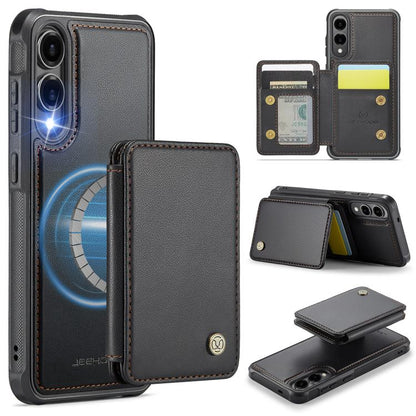 For Samsung Galaxy S25 Edge 5G JEEHOOD J05 Business Magnetic Style RFID Leather Phone Case(Black) - Galaxy S25 Edge 5G Cases by JEEHOOD | Online Shopping UK | buy2fix