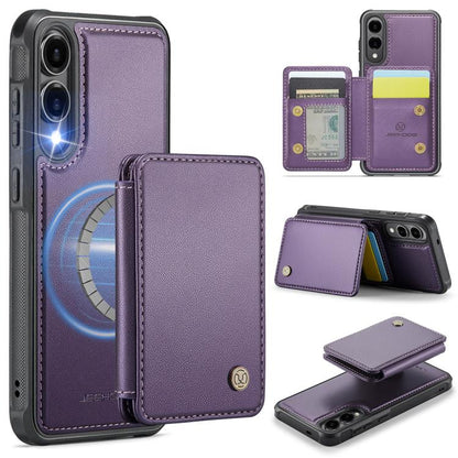 For Samsung Galaxy S25 Edge 5G JEEHOOD J05 Business Magnetic Style RFID Leather Phone Case(Purple) - Galaxy S25 Edge 5G Cases by JEEHOOD | Online Shopping UK | buy2fix