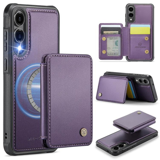 For Samsung Galaxy S25 Edge 5G JEEHOOD J05 Business Magnetic Style RFID Leather Phone Case(Purple) - Galaxy S25 Edge 5G Cases by JEEHOOD | Online Shopping UK | buy2fix