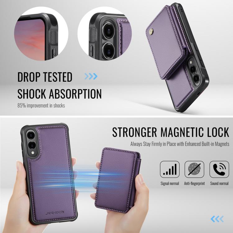 For Samsung Galaxy S25 Edge 5G JEEHOOD J05 Business Magnetic Style RFID Leather Phone Case(Purple) - Galaxy S25 Edge 5G Cases by JEEHOOD | Online Shopping UK | buy2fix