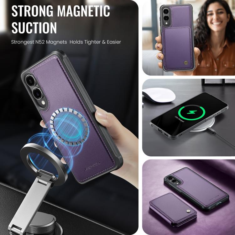 For Samsung Galaxy S25 Edge 5G JEEHOOD J05 Business Magnetic Style RFID Leather Phone Case(Purple) - Galaxy S25 Edge 5G Cases by JEEHOOD | Online Shopping UK | buy2fix