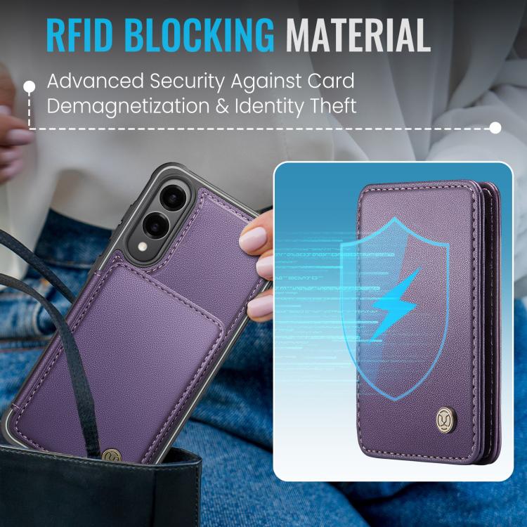For Samsung Galaxy S25 Edge 5G JEEHOOD J05 Business Magnetic Style RFID Leather Phone Case(Purple) - Galaxy S25 Edge 5G Cases by JEEHOOD | Online Shopping UK | buy2fix