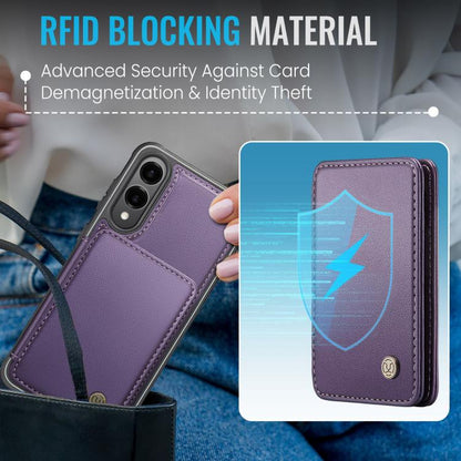 For Samsung Galaxy S25 Edge 5G JEEHOOD J05 Business Magnetic Style RFID Leather Phone Case(Purple) - Galaxy S25 Edge 5G Cases by JEEHOOD | Online Shopping UK | buy2fix