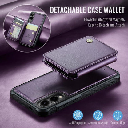 For Samsung Galaxy S25 Edge 5G JEEHOOD J05 Business Magnetic Style RFID Leather Phone Case(Purple) - Galaxy S25 Edge 5G Cases by JEEHOOD | Online Shopping UK | buy2fix