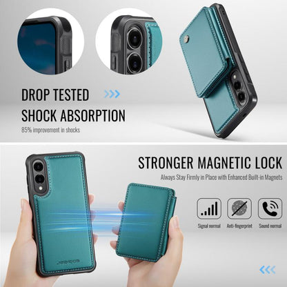 For Samsung Galaxy S25 Edge 5G JEEHOOD J05 Business Magnetic Style RFID Leather Phone Case(Blue Green) - Galaxy S25 Edge 5G Cases by JEEHOOD | Online Shopping UK | buy2fix