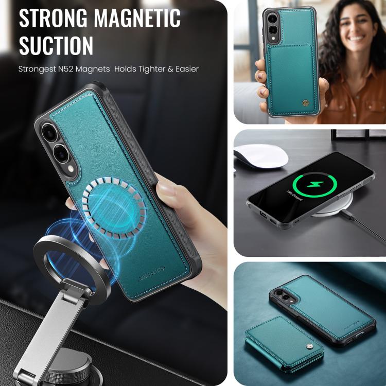 For Samsung Galaxy S25 Edge 5G JEEHOOD J05 Business Magnetic Style RFID Leather Phone Case(Blue Green) - Galaxy S25 Edge 5G Cases by JEEHOOD | Online Shopping UK | buy2fix