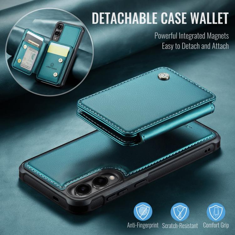 For Samsung Galaxy S25 Edge 5G JEEHOOD J05 Business Magnetic Style RFID Leather Phone Case(Blue Green) - Galaxy S25 Edge 5G Cases by JEEHOOD | Online Shopping UK | buy2fix