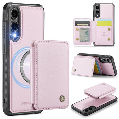 For Samsung Galaxy S25 Edge 5G JEEHOOD J05 Business Magnetic Style RFID Leather Phone Case(Pink) - Galaxy S25 Edge 5G Cases by JEEHOOD | Online Shopping UK | buy2fix