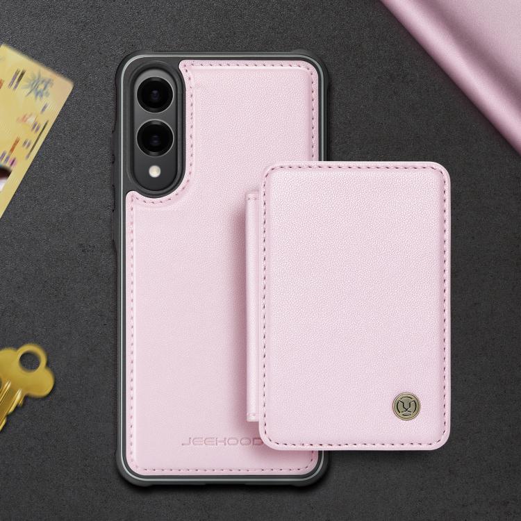 For Samsung Galaxy S25 Edge 5G JEEHOOD J05 Business Magnetic Style RFID Leather Phone Case(Pink) - Galaxy S25 Edge 5G Cases by JEEHOOD | Online Shopping UK | buy2fix
