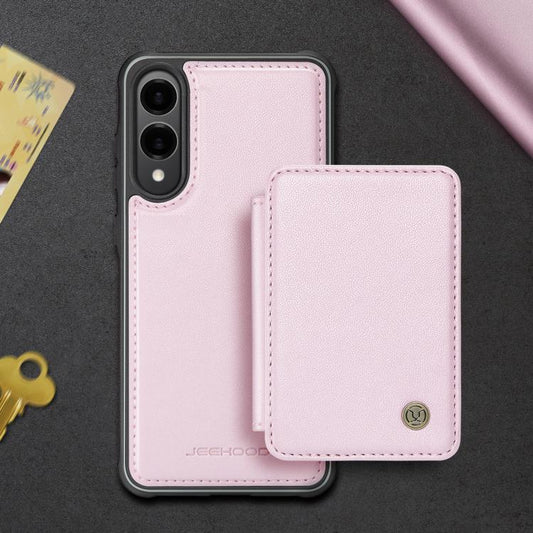 For Samsung Galaxy S25 Edge 5G JEEHOOD J05 Business Magnetic Style RFID Leather Phone Case(Pink) - Galaxy S25 Edge 5G Cases by JEEHOOD | Online Shopping UK | buy2fix
