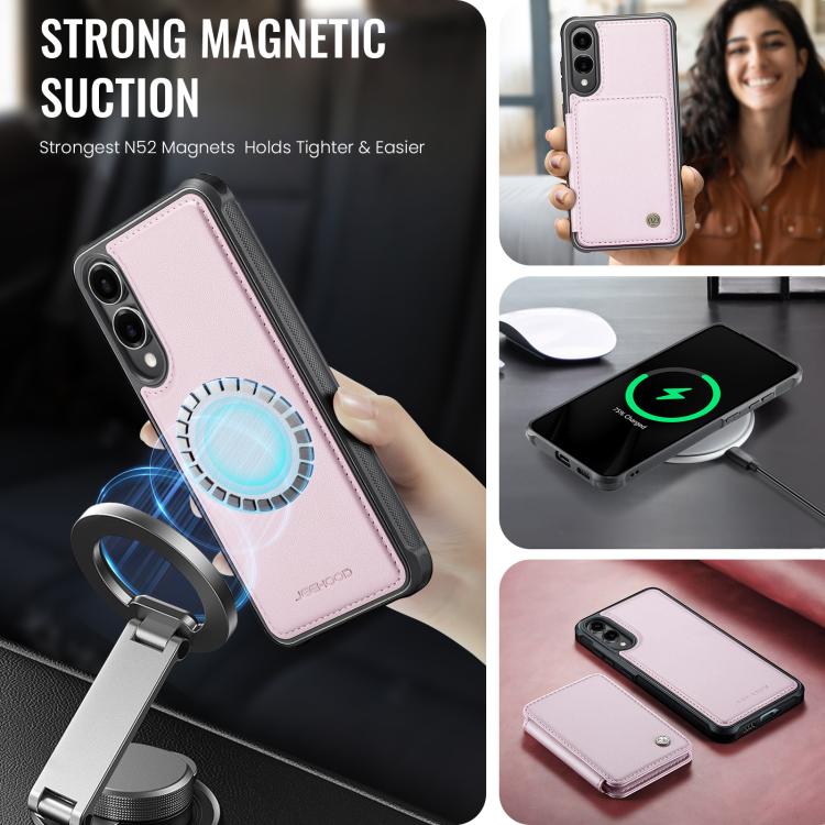 For Samsung Galaxy S25 Edge 5G JEEHOOD J05 Business Magnetic Style RFID Leather Phone Case(Pink) - Galaxy S25 Edge 5G Cases by JEEHOOD | Online Shopping UK | buy2fix