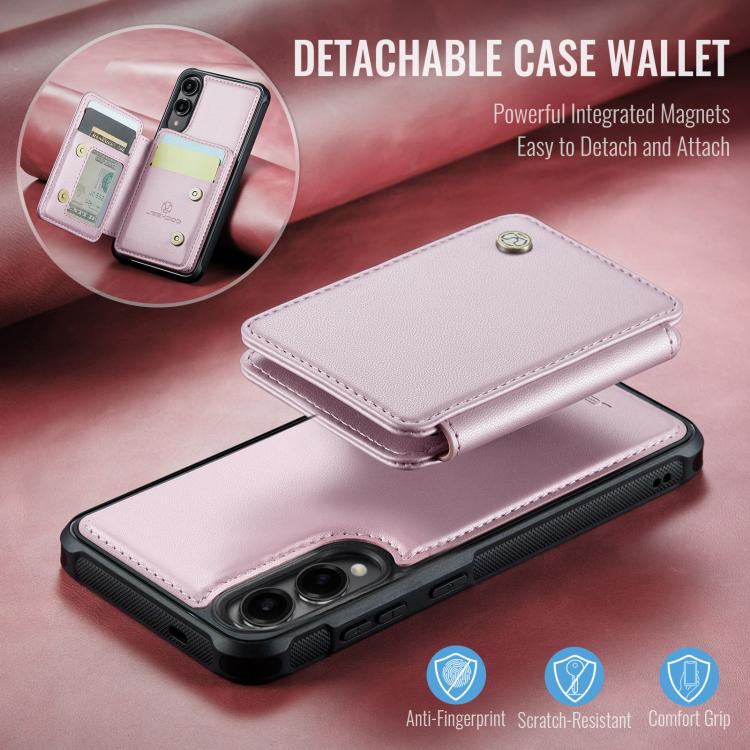 For Samsung Galaxy S25 Edge 5G JEEHOOD J05 Business Magnetic Style RFID Leather Phone Case(Pink) - Galaxy S25 Edge 5G Cases by JEEHOOD | Online Shopping UK | buy2fix