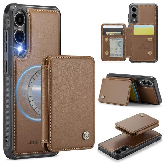 For Samsung Galaxy S25 Edge 5G JEEHOOD J05 Business Magnetic Style RFID Leather Phone Case(Brown) - Galaxy S25 Edge 5G Cases by JEEHOOD | Online Shopping UK | buy2fix