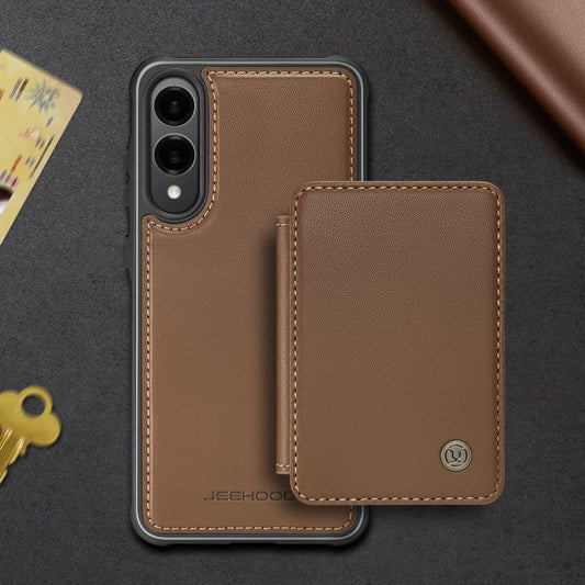 For Samsung Galaxy S25 Edge 5G JEEHOOD J05 Business Magnetic Style RFID Leather Phone Case(Brown) - Galaxy S25 Edge 5G Cases by JEEHOOD | Online Shopping UK | buy2fix