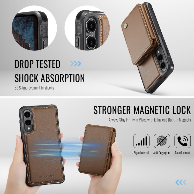 For Samsung Galaxy S25 Edge 5G JEEHOOD J05 Business Magnetic Style RFID Leather Phone Case(Brown) - Galaxy S25 Edge 5G Cases by JEEHOOD | Online Shopping UK | buy2fix