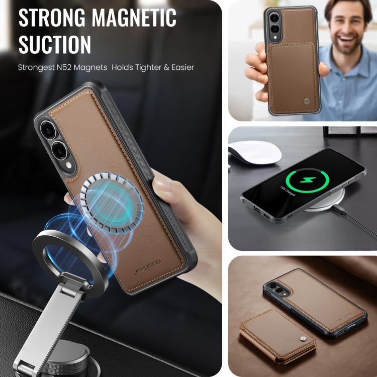 For Samsung Galaxy S25 Edge 5G JEEHOOD J05 Business Magnetic Style RFID Leather Phone Case(Brown) - Galaxy S25 Edge 5G Cases by JEEHOOD | Online Shopping UK | buy2fix