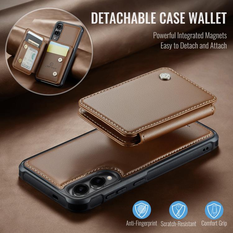 For Samsung Galaxy S25 Edge 5G JEEHOOD J05 Business Magnetic Style RFID Leather Phone Case(Brown) - Galaxy S25 Edge 5G Cases by JEEHOOD | Online Shopping UK | buy2fix