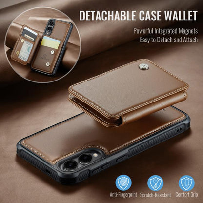 For Samsung Galaxy S25 Edge 5G JEEHOOD J05 Business Magnetic Style RFID Leather Phone Case(Brown) - Galaxy S25 Edge 5G Cases by JEEHOOD | Online Shopping UK | buy2fix