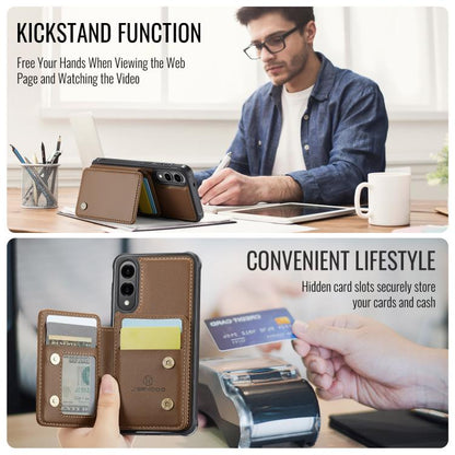 For Samsung Galaxy S25 Edge 5G JEEHOOD J05 Business Magnetic Style RFID Leather Phone Case(Brown) - Galaxy S25 Edge 5G Cases by JEEHOOD | Online Shopping UK | buy2fix