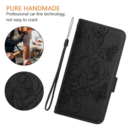 For Motorola Moto G Stylus 5G 2024 Embossed Rose RFID Anti-theft Leather Phone Case(Black) - Motorola Cases by buy2fix | Online Shopping UK | buy2fix