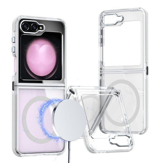 For Samsung Galaxy Z Flip5 Dual-Color Clear Acrylic Hybrid TPU MagSafe Phone Case(Transparent) by buy2fix