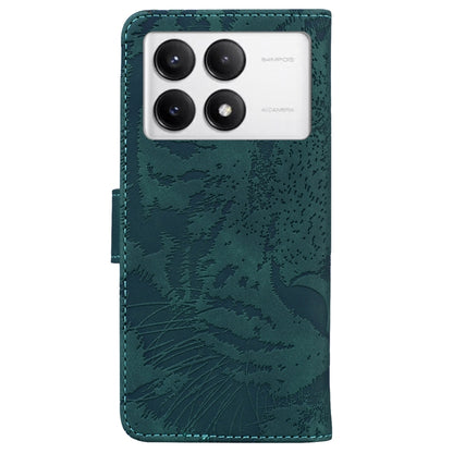 For Redmi K70 / K70 Pro Tiger Embossing Pattern Flip Leather Phone Case(Green) - K70 Cases by buy2fix | Online Shopping UK | buy2fix