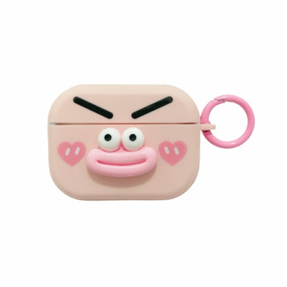 For AirPods Pro 2 Fresh 3D Emoticon Pattern Skin Feel Earbuds Box PC Case(Pink) by buy2fix