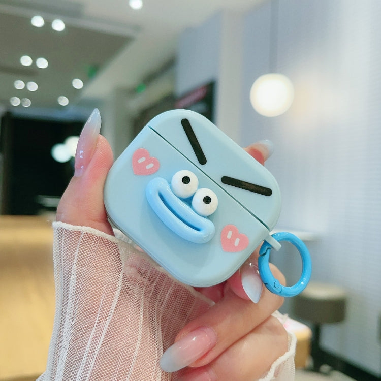 For AirPods 3 Fresh 3D Emoticon Pattern Skin Feel Earbuds Box PC Case(Blue) by buy2fix