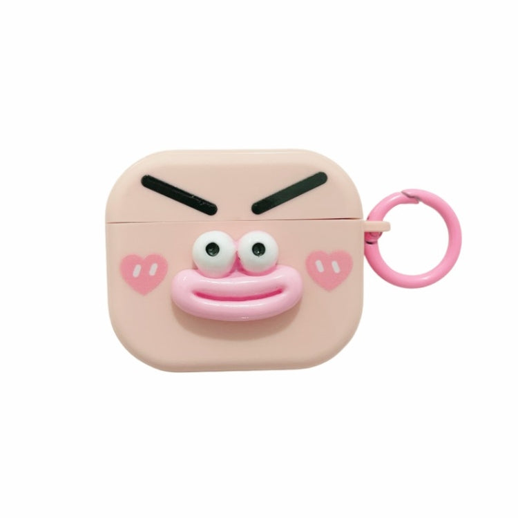 For AirPods 3 Fresh 3D Emoticon Pattern Skin Feel Earbuds Box PC Case(Pink) by buy2fix