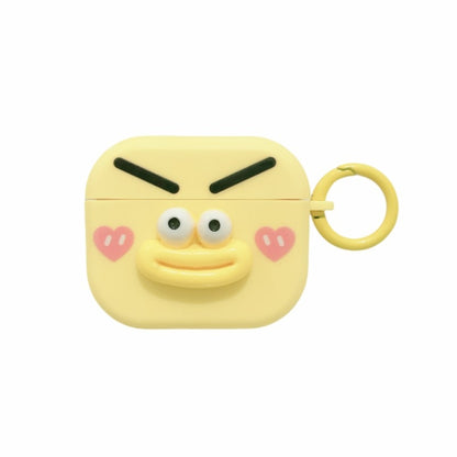 For AirPods 3 Fresh 3D Emoticon Pattern Skin Feel Earbuds Box PC Case(Yellow) by buy2fix