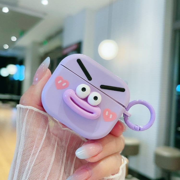 For AirPods 3 Fresh 3D Emoticon Pattern Skin Feel Earbuds Box PC Case(Purple) by buy2fix