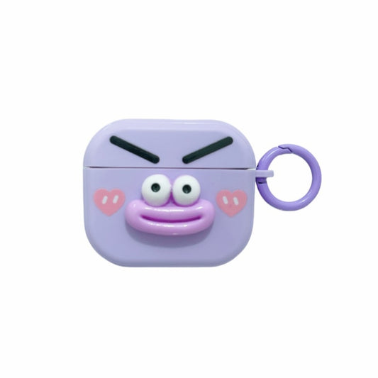 For AirPods 3 Fresh 3D Emoticon Pattern Skin Feel Earbuds Box PC Case(Purple) by buy2fix